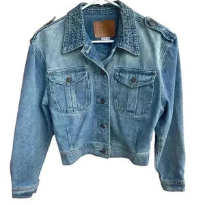 BBJ Los Angeles Vintage Blue Short Denim Jacket Womens Sz S Long Sleeve used